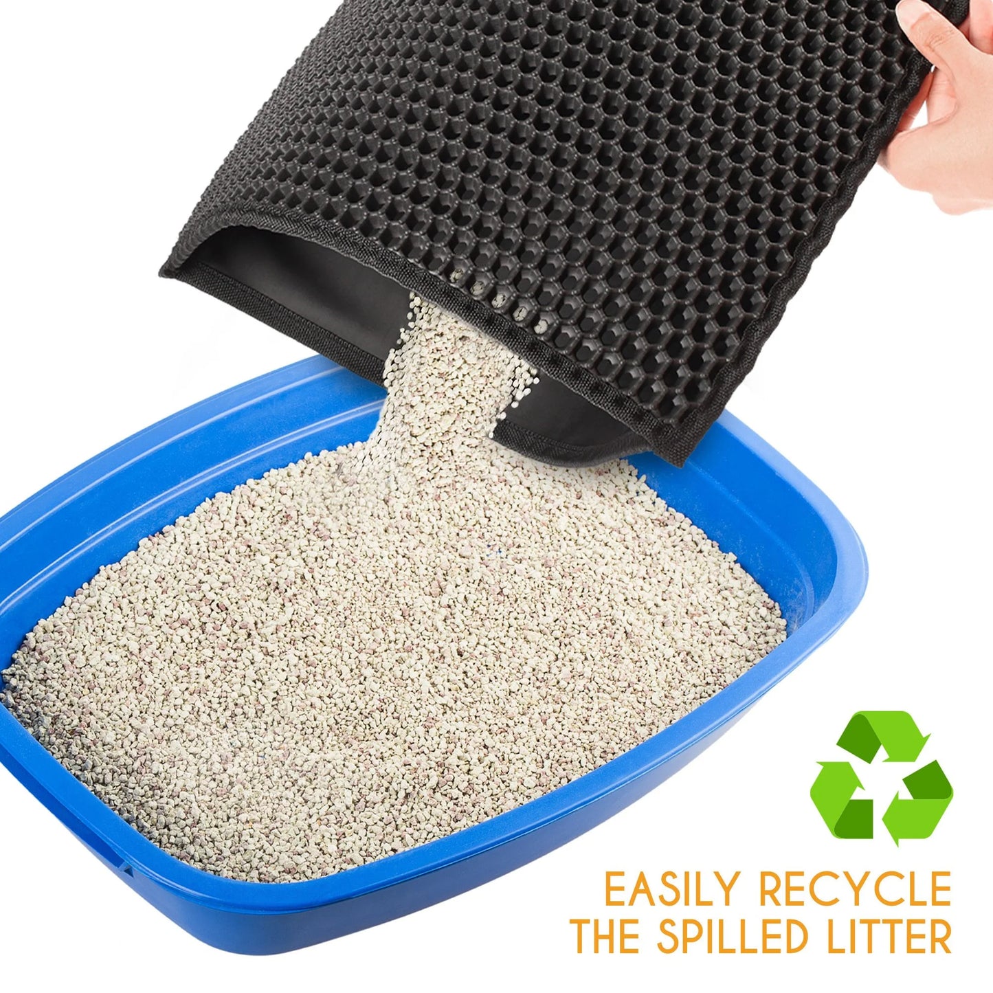 Cat Litter Mat - Double Layer Waterproof Trapper Mat, Non-Slip Design, 24 x 15 Inches, Black