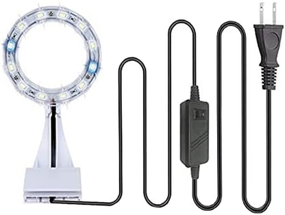 5W Mini Fish Tank Light White Clip-On Aquarium Lights for Small Betta Fish Tank,Round Light Aquatic Plant Lighting (White Body + Blue LED Light) Suitable for Small Fish Tanks