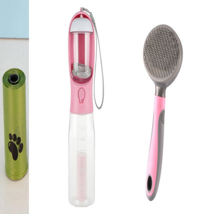 3-in-1 Multifunctional Portable Water Bottle and Food Feeder for Cats and Dogs with Leak-Proof Poop Dispenser
