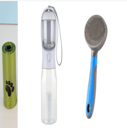 3-in-1 Multifunctional Portable Water Bottle and Food Feeder for Cats and Dogs with Leak-Proof Poop Dispenser