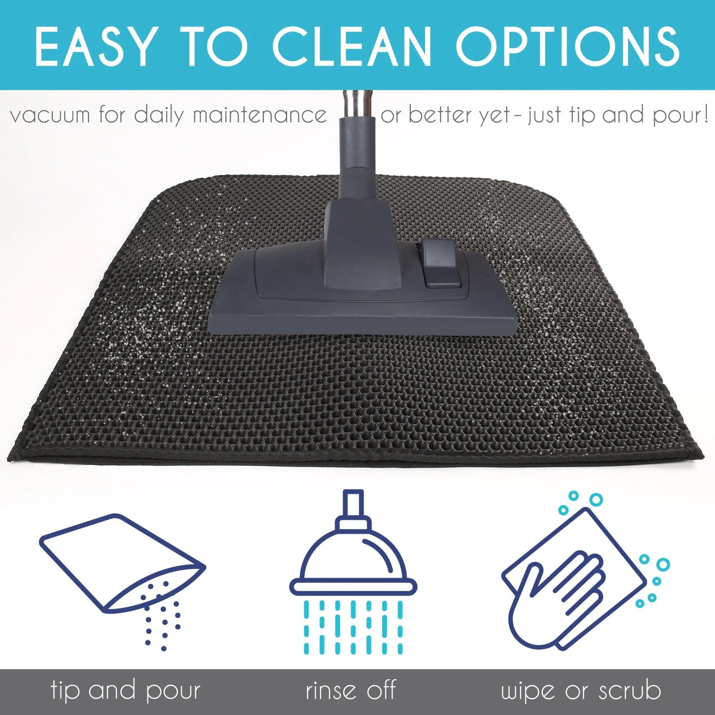 Cat Litter Mat - Double Layer Waterproof Trapper Mat, Non-Slip Design, 24 x 15 Inches, Black