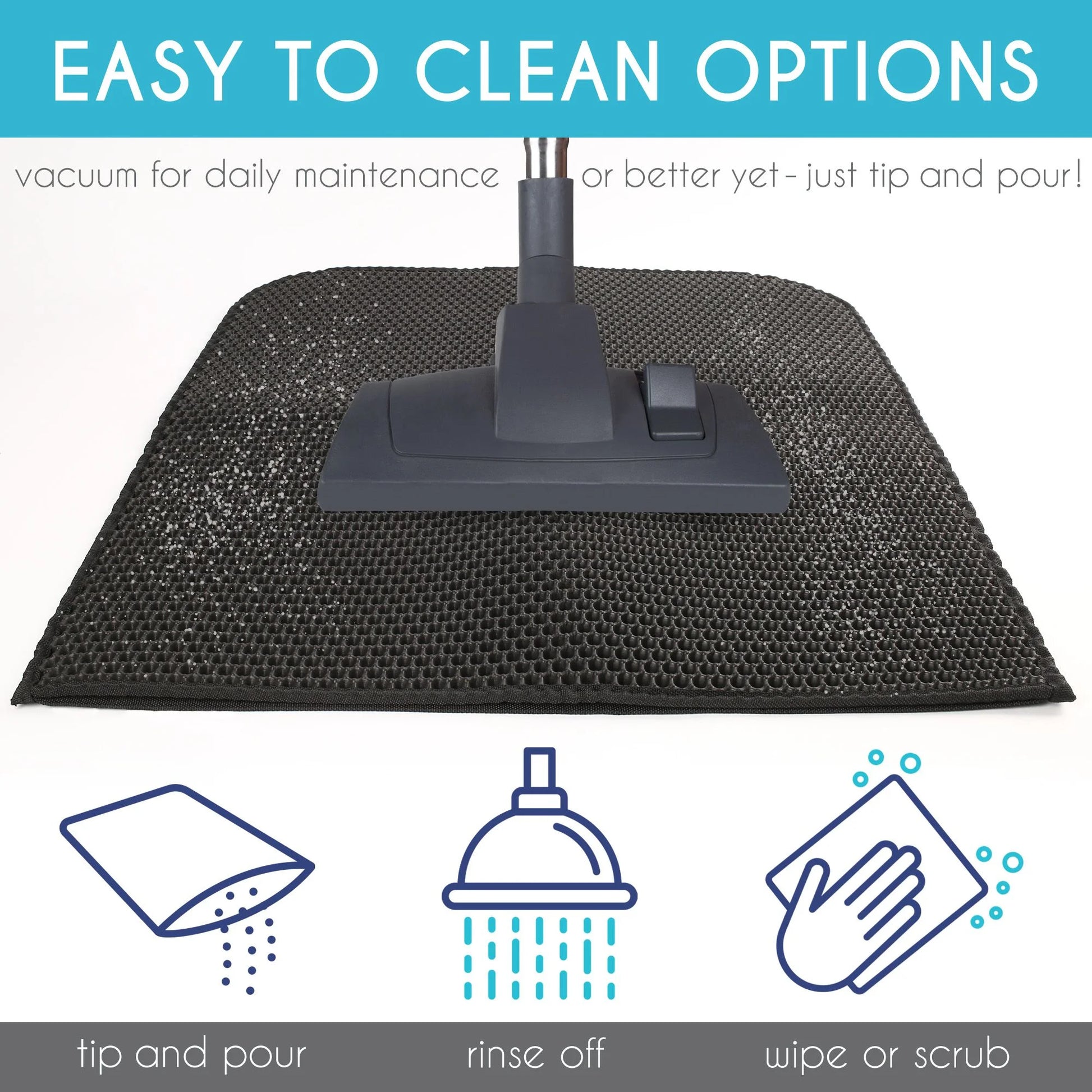 Cat Litter Mat - Double Layer Waterproof Trapper Mat, Non-Slip Design, 24 x 15 Inches, Black