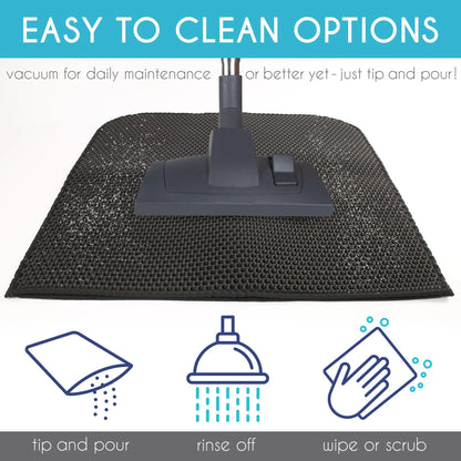 Cat Litter Mat - Double Layer Waterproof Trapper Mat, Non-Slip Design, 24 x 15 Inches, Black