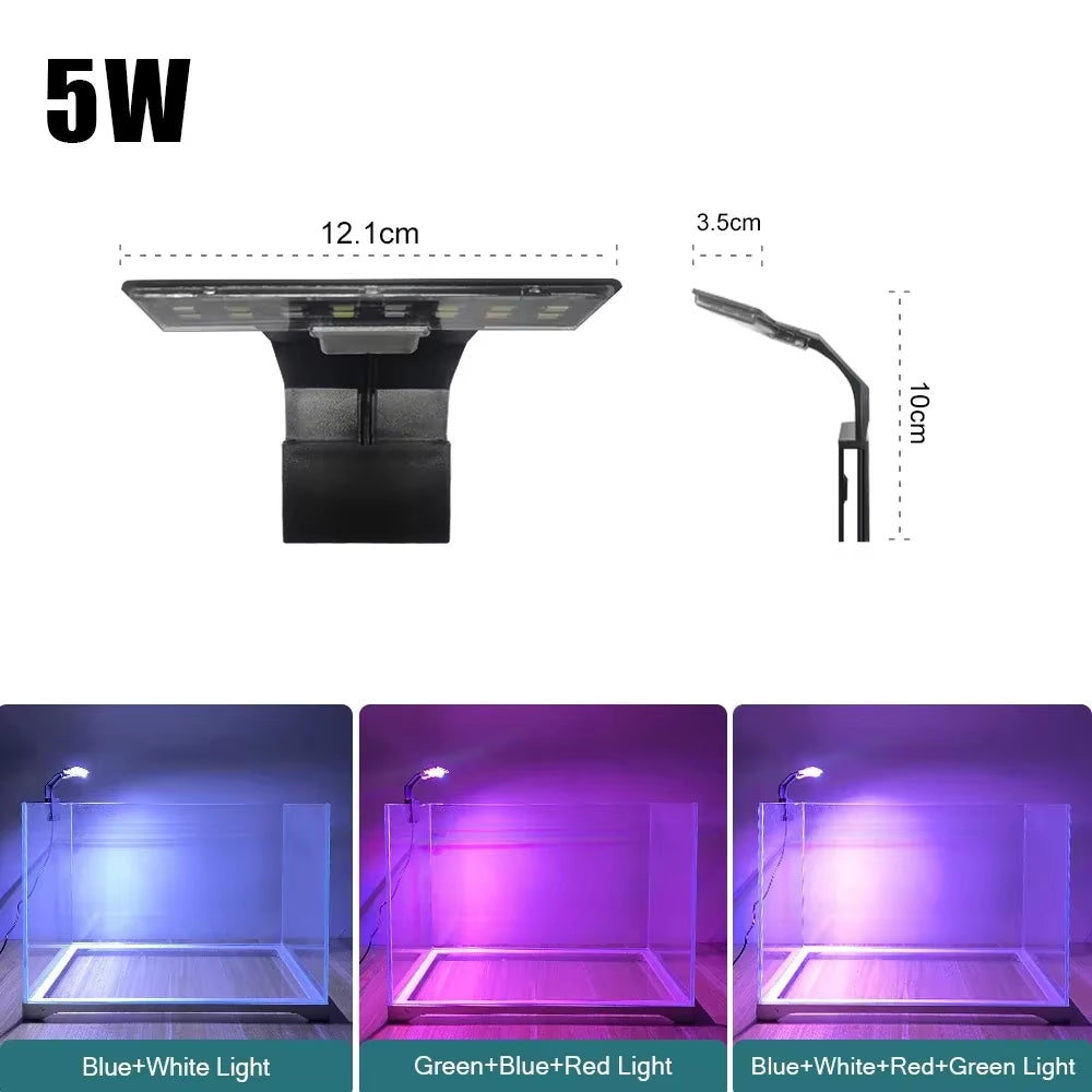 Super Slim LED Aquarium Light Lighting Plants Grow Light 5W/10W/15W Aquatic Plant Lighting Waterproof Clip-On Lamp for Fish Tank