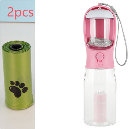 3-in-1 Multifunctional Portable Water Bottle and Food Feeder for Cats and Dogs with Leak-Proof Poop Dispenser