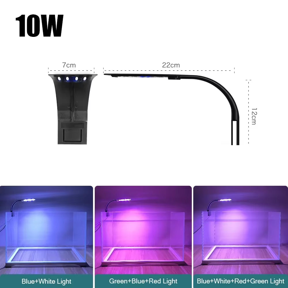 Super Slim LED Aquarium Light Lighting Plants Grow Light 5W/10W/15W Aquatic Plant Lighting Waterproof Clip-On Lamp for Fish Tank