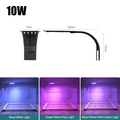 Super Slim LED Aquarium Light Lighting Plants Grow Light 5W/10W/15W Aquatic Plant Lighting Waterproof Clip-On Lamp for Fish Tank