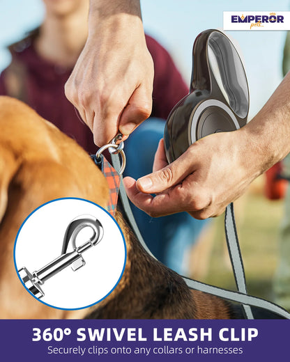 16 Ft Heavy-Duty Retractable Dog Leash for Large Dogs up to 110 lbs - Gray - Model GY16-50