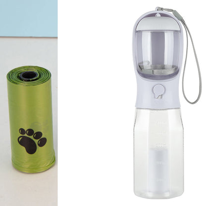 3-in-1 Multifunctional Portable Water Bottle and Food Feeder for Cats and Dogs with Leak-Proof Poop Dispenser