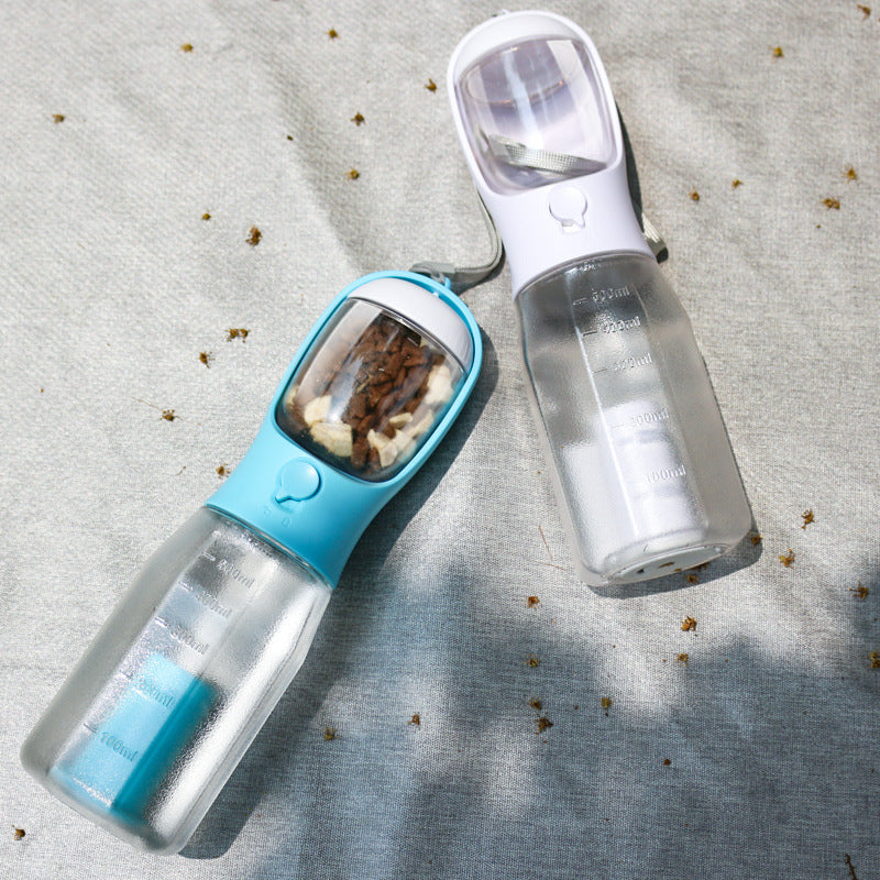 3-in-1 Multifunctional Portable Water Bottle and Food Feeder for Cats and Dogs with Leak-Proof Poop Dispenser