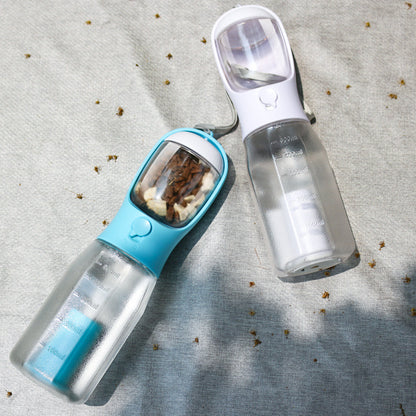 3-in-1 Multifunctional Portable Water Bottle and Food Feeder for Cats and Dogs with Leak-Proof Poop Dispenser