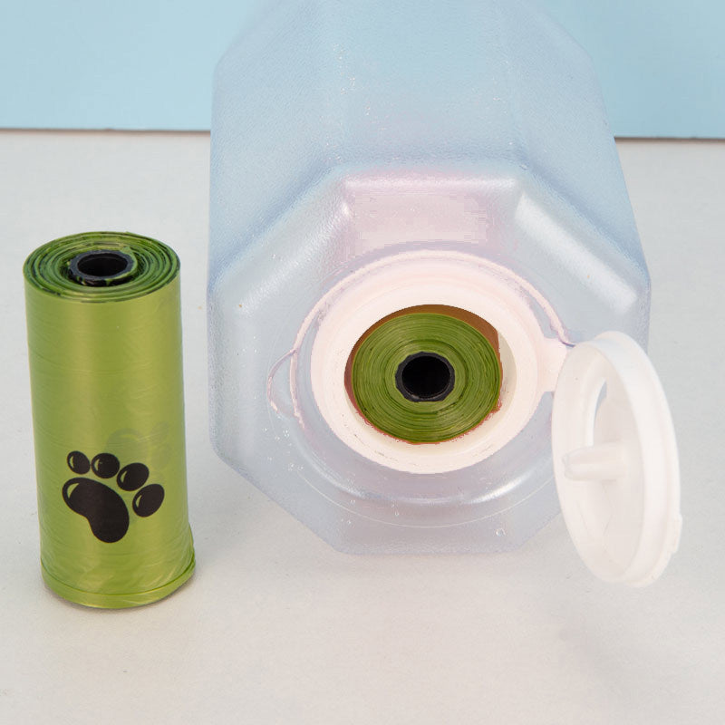 3-in-1 Multifunctional Portable Water Bottle and Food Feeder for Cats and Dogs with Leak-Proof Poop Dispenser