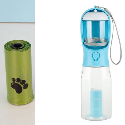 3-in-1 Multifunctional Portable Water Bottle and Food Feeder for Cats and Dogs with Leak-Proof Poop Dispenser