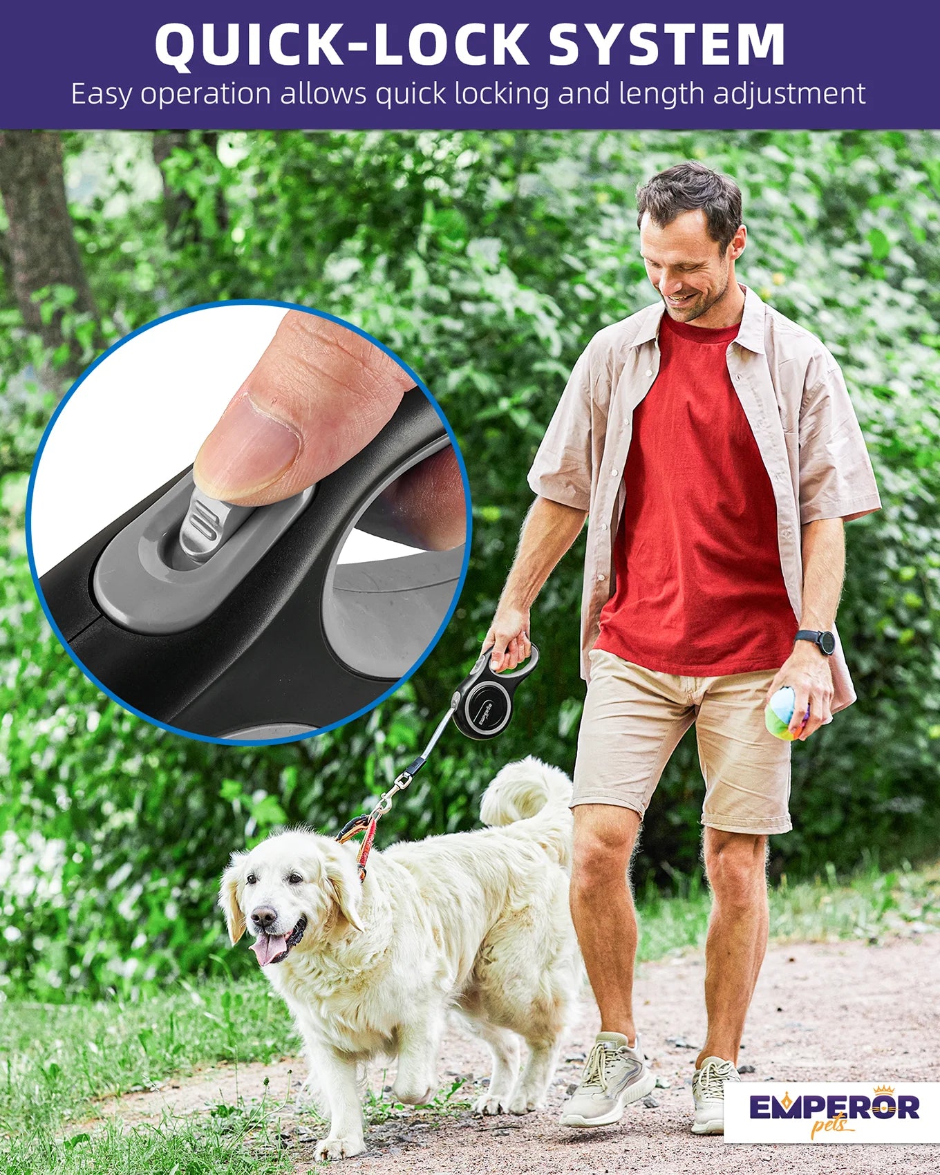 16 Ft Heavy-Duty Retractable Dog Leash for Large Dogs up to 110 lbs - Gray - Model GY16-50