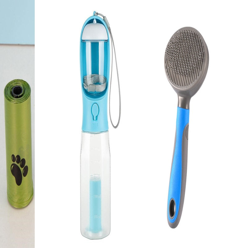 3-in-1 Multifunctional Portable Water Bottle and Food Feeder for Cats and Dogs with Leak-Proof Poop Dispenser