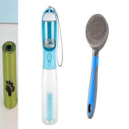 3-in-1 Multifunctional Portable Water Bottle and Food Feeder for Cats and Dogs with Leak-Proof Poop Dispenser